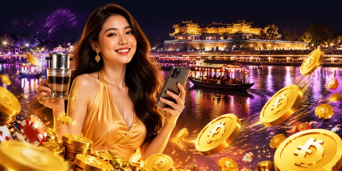 Người dùng tại Huế sử dụng điện thoại để nạp tiền vào tài khoản giải trí trong lúc uống cà phê buổi sáng